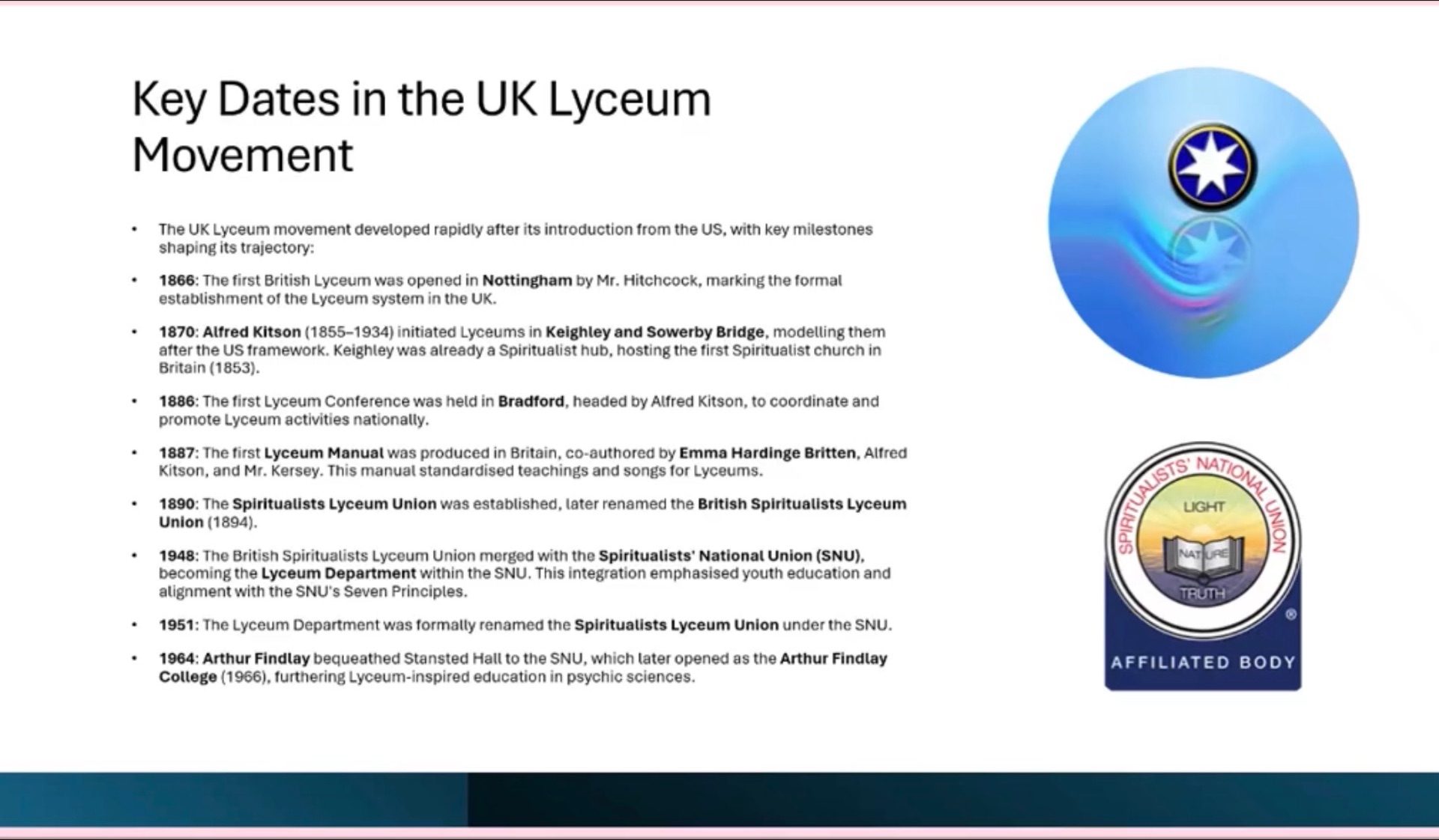 Key Dates in the UK Lyceum Movement