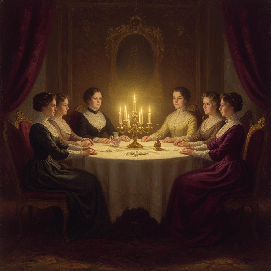 Victorian parlour seance by candlelight